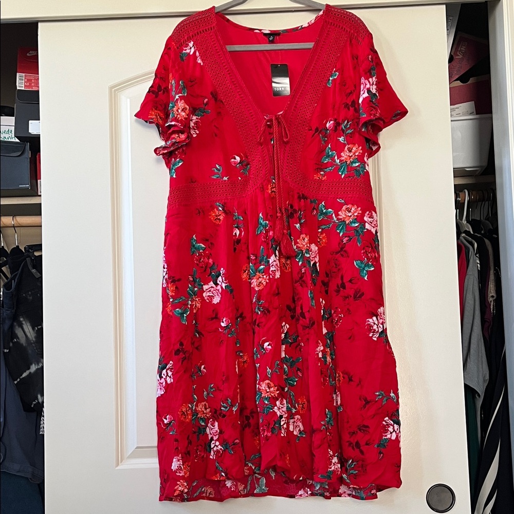 Torrid Red Floral Midi Dress